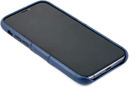 Dockem Wallet Case for iPhone 11 Pro: Metal Plate for Magnetic Mounting & 2 Credit Card Slots, Navy Blue