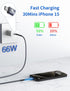 USB C to USB C Cable, 2Pack 10FT USB C Charger Cable, Long Type C Fast Charging Cable Nylon Braided USBC Charger Cord Compatible with iPhone 15/15 Pro/15 Plus/15 Pro Max/Samsung Galaxy S23/LG/Switch