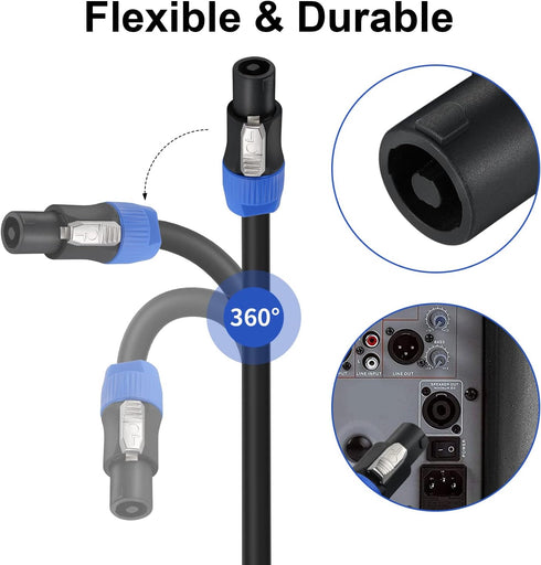EBXYA 3 Feet Speakon Speaker Cable 12 Gauge - Premium Speakon to Speakon Audio Cable Cord with NL4FX Connector