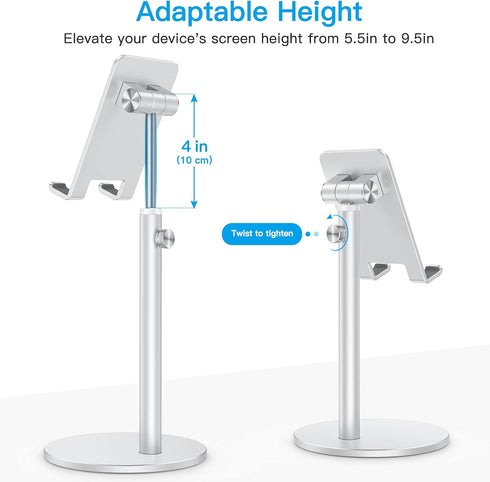 OMOTON Adjustable Phone Stand, Aluminum Desktop Dock for iPhone 13 and All Smartphones