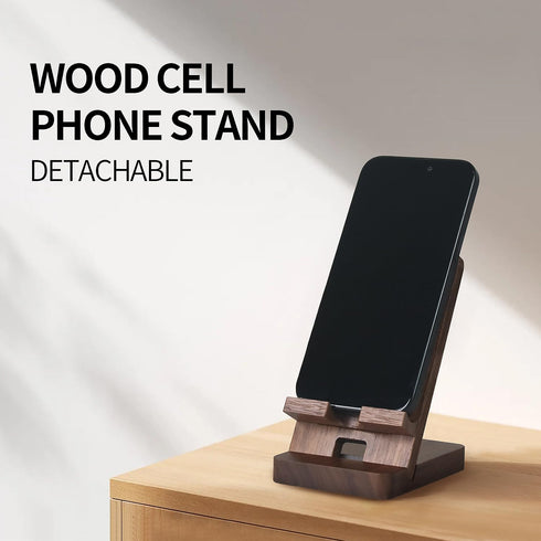 LUCKY BEAN Wood Phone Stand, Desktop Wooden Phone Holder, Portable Office Phone Stand for Desk, Wood ipad Stand