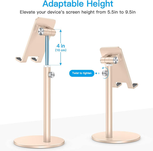 OMOTON Adjustable Angle Height Cell Phone Stand, Aluminum Desktop Holder for iPhone 13/Mini/Pro/Max, All Smartphones