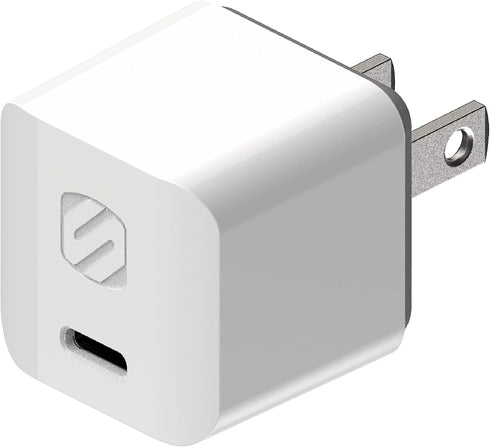 Scosche HPDC20WT-SP Fast Charger, PowerVolt 20W Mini Cube USB-C Wall Adapter, 4X Faster Power Charge, Portable Outlet