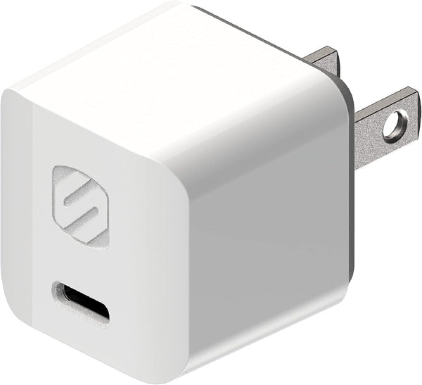 Scosche HPDC20WT-SP Fast Charger, PowerVolt 20W Mini Cube USB-C Wall Adapter, 4X Faster Power Charge, Portable Outlet