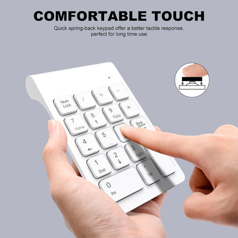 TRELC 2.4G 18 Accounting Wireless Numeric Keypad, Mini Keys Number Pad, Portable Silent Financial Numeric Keypad