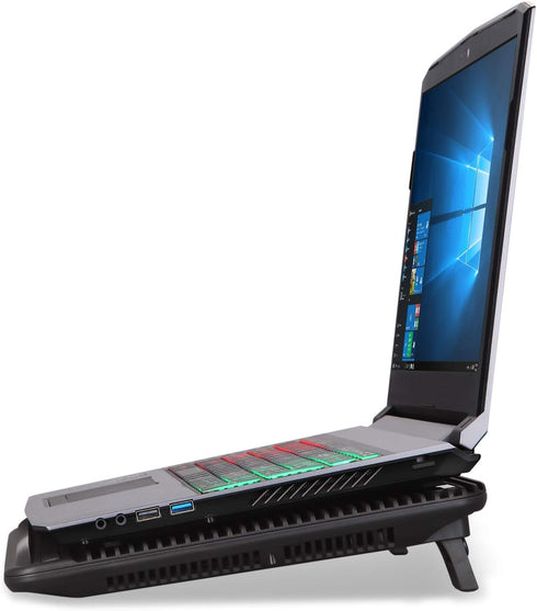 Laptop Cooling Pad, Coolertek USB Powered Cooler, 2 Blue Silent Big Fans, Height Adjustable Non-Slip Stand, Fits 11-17