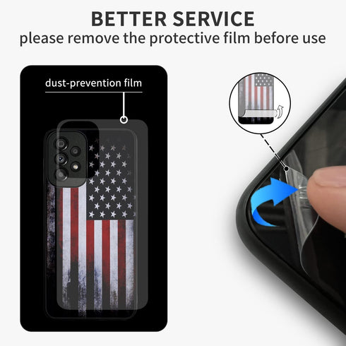 Tnarru Samsung Galaxy A23 Case, Black American Flag Pattern, Hard PC Back & Soft TPU Sides, Shockproof Protection