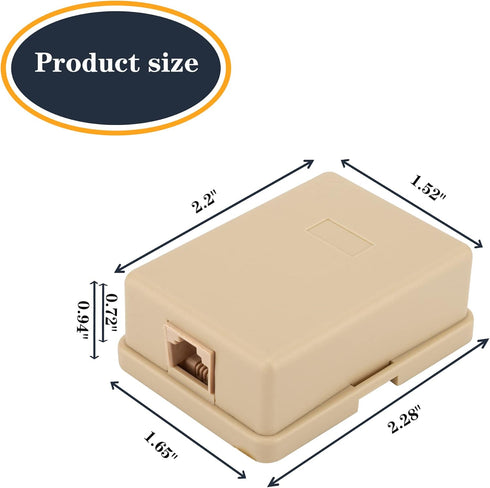 Phone Jack Surface Mount Single Port Telephone Jack Box 4 Screw Terminals to 1 RJ11 6P4C Female 2pack Ivory by LanSenSu