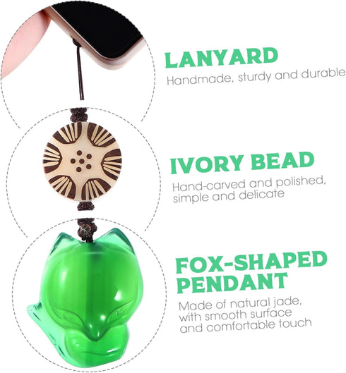 Cartoon Fox Phone Charm Key Chain Cell Phone Strap, Green Pendant for Car, Purse, and Hanging Decor