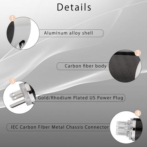 Monosaudio Audiophile Power Plug Black Carbon Fiber Transparent 10A/250V Audio Connector for DIY Power Cord