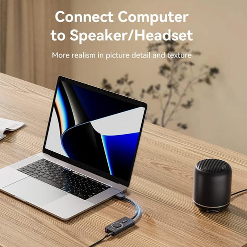 VENTION USB Sound Card, External Stereo Sound Card with Volume Control, USB to 3.5mm Jack Audio Adapter for PC