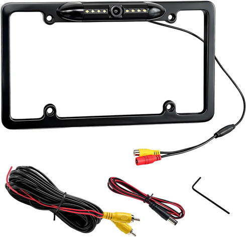 Fkewp License Plate Frame Backup Camera, 12V Waterproof Rear View Camera with License