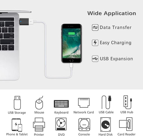 USB C to USB Adapter 3.1 Gen 2, 10Gbps USB to USB C Adapter, USB-C Male to USB 3.0 A Female USB 3.2 Type C OTG Converter for MacBook pro Laptop PC iMac iPad air