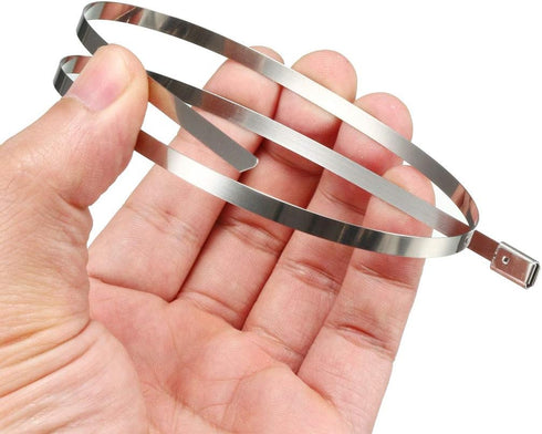 uxcell 20 Inches Stainless Steel Cable Zip Ties, Multi-Purpose Metal Exhaust Wrap, 20pcs