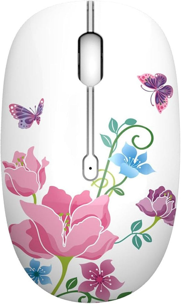 TENMOS M101 Wireless Mouse - Cute Silent Computer Mice with USB Receiver, 2.4G Optical Travel Mouse 1600 DPI (butterfly)
