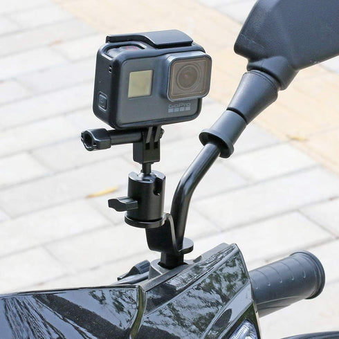 SUREWO Aluminum Motorcycle Rearview Mirror Mount Bracket Holder for GoPro Hero 12/11/10/9/8/7/6(2018)/5, APEMAN, AKASO,