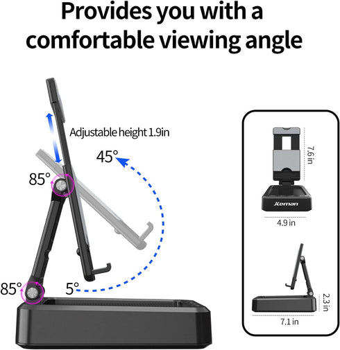 JTEMAN Tablet Stand Adjustable with Bluetooth Speakers - Kitchen Gadgets, Wireless Speaker Tablet Holder, Desk Mic
