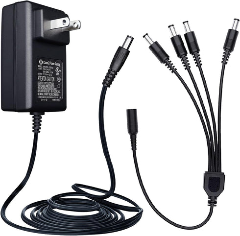 ANLINK Power Adapter AC 100-240V to DC 12V 2A (2000mA) & 4-Way Power