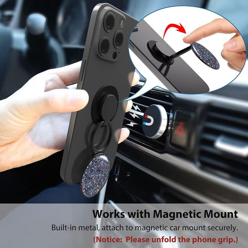 Phone Ring Holder, Adjustable Metal Grip Holder Finger Kickstand, Foldable Cell Phone Rings for iPhone Samsung & Other