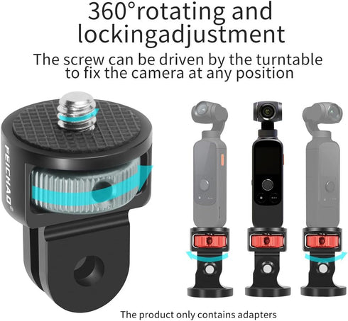 FEICHAO Universal Camera Mount Adapter, 360 Degree Swivel 1/4" Screw Converter for Gopro Hero 10 9 8 7, Insta360