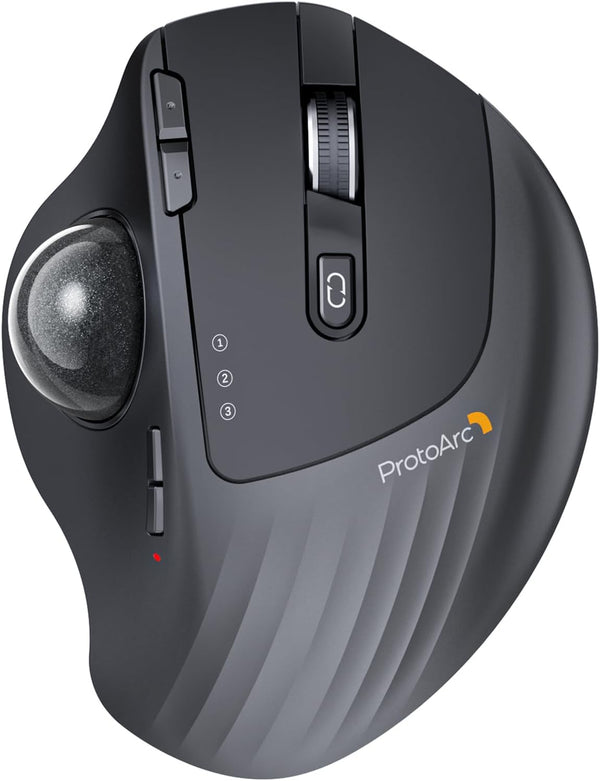 ProtoArc Wireless Trackball Mouse, EM01 NL Ergonomic Bluetooth Thumb Mouse, Rechargeable, Adjustable Angle for PC, Mac