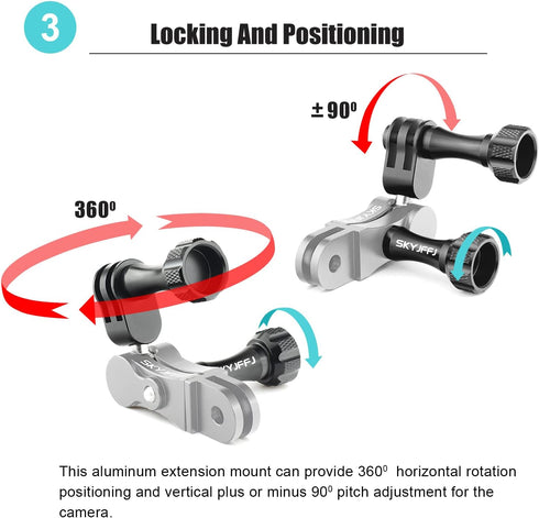 Aluminum Ball GoPro Handlebar Mount, 360 Rotation and Lock Any Direction, Shock-Resistant, Compatible with GoPro Hero