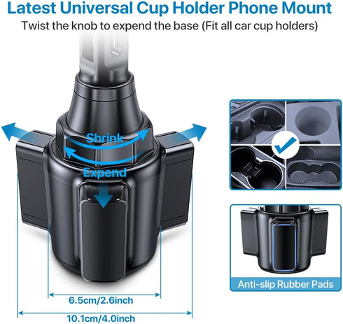 Miracase Universal Cup Phone Holder for Car, Rotatable & Adjustable Long Neck, Compatible with iPhone, Samsung & More