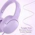 LORELEI E5 Wired Headphones for Kids - Foldable, Tangle-Free Nylon Wire, 3.5mm Jack, Stereo On-Ear, Purple.