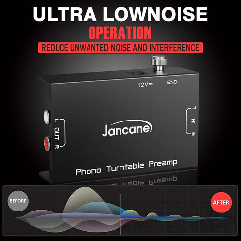 12V Phono Turntable Preamp,Low Noise Stereo Preamplifier with RCA Input/TRS Output, High-Fidelity Audio with DCAdapter
