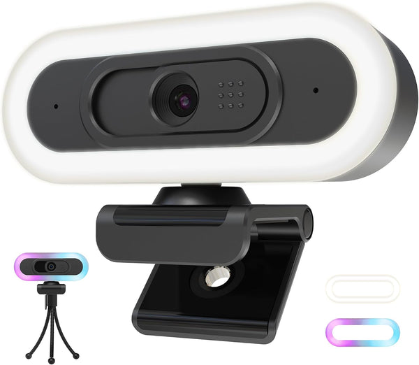 saylas 2K Webcam with Lights, HD Webcam for PC, 2K@60FPS Web cam with