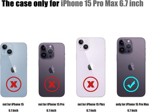 Nvollnoe iPhone 15 Pro Max Case with Card Holder, Heavy Duty Protective Dual Layer Shockproof Slim Wallet Phone Cover