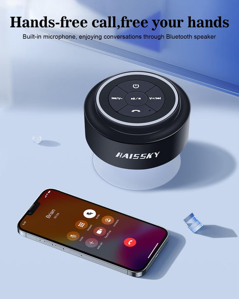 Shower Speaker Bluetooth Waterproof, Portable IP67 Wireless Speaker for Pool, Floating Bathroom Speaker with Suction