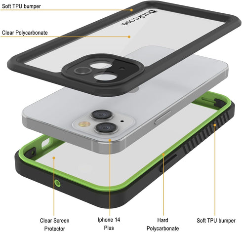 Punkcase Waterproof Case for iPhone 14 Plus: Extreme Series Slim Fit, IP68 Certified, Shockproof Armor Cover with