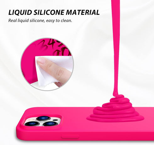 ZUSLAB Neon Pink Magnetic Silicone Case for iPhone 14 Pro, Compatible with All MagSafe Accessories & Charging
