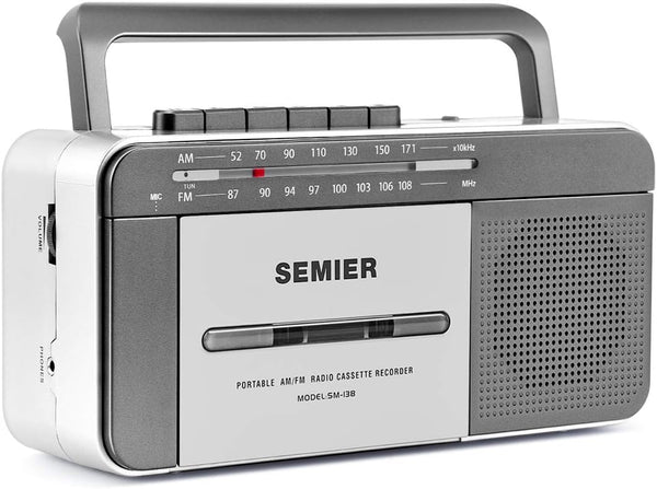 Retro Boombox Cassette Player, AM/FM Radio Stereo, AC Powered or Battery Operated Portable Vintage Recorder with Big