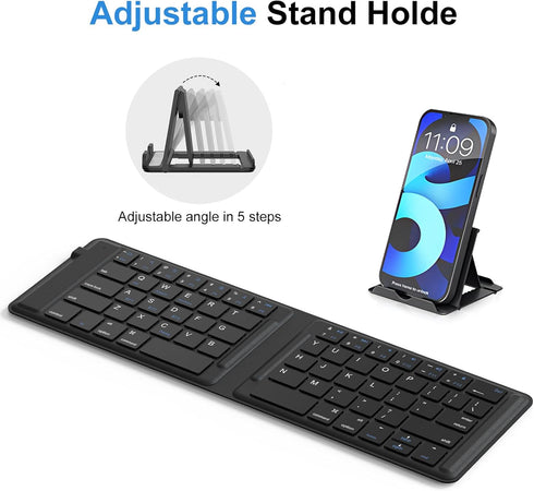 OMOTON Foldable Bluetooth Keyboard, Wireless Folding Keyboard, Multi-Device and Rechargeable, Portable for iPhone,