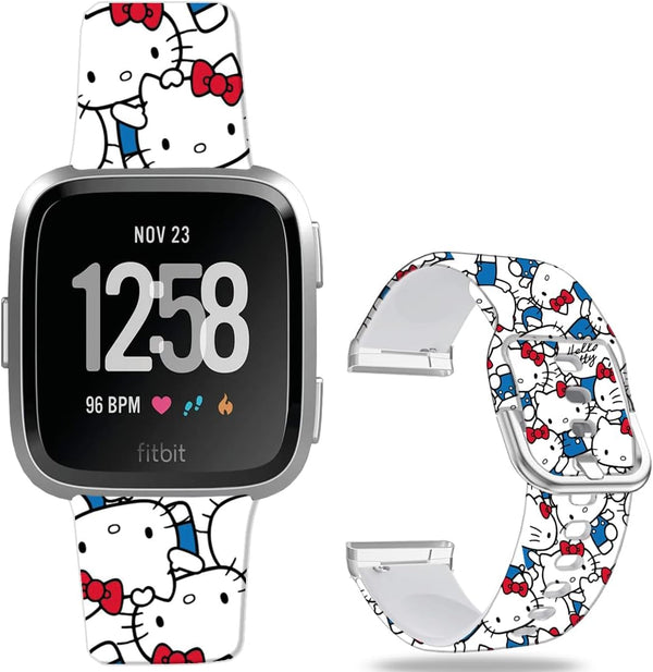 Hello Ki Sweet Blue Bands for Fitbit Versa 2/Versa/Versa Lite/Versa SE, Fancy Soft Sport Silicone Cartoon Holiday Strap