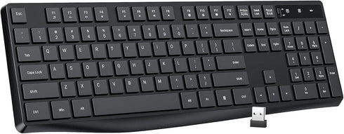 Lovaky MK98 Wireless Keyboard, 2.4G Ergonomic Full Size PC Keyboard with Numeric Keypad for Laptop, Desktop