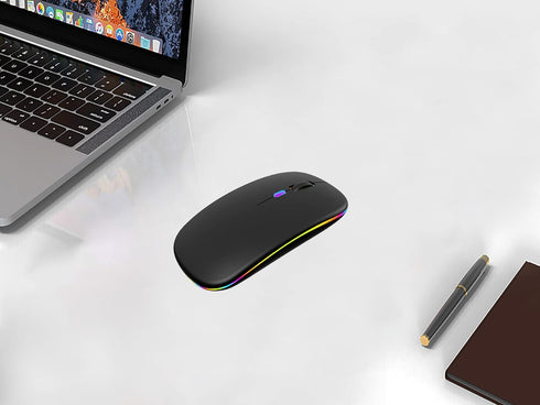 Wireless Bluetooth Mouse, LED Rechargeable Silent Slim Laptop Mouse, Dual Mode (BT5.2/3.0 & USB Receiver), Portable,