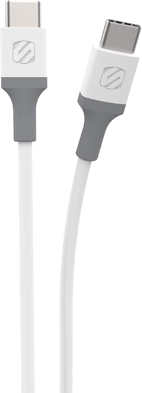 Scosche CC4WG-SP Strikeline USB-C to USB-C Sync Charging Cable, 4 Feet, White/Gray