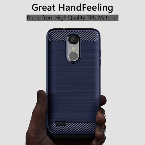 Slim Thin Soft Flexible TPU Carbon Fiber Shockproof Texture Protective Cover for LG Aristo 2, Compatible with LG