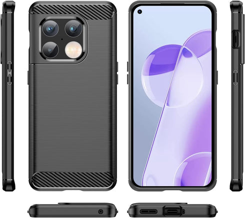 Shockproof Carbon Fiber Sheath Phone Case for OnePlus 10 Pro 5G, Soft TPU, Black