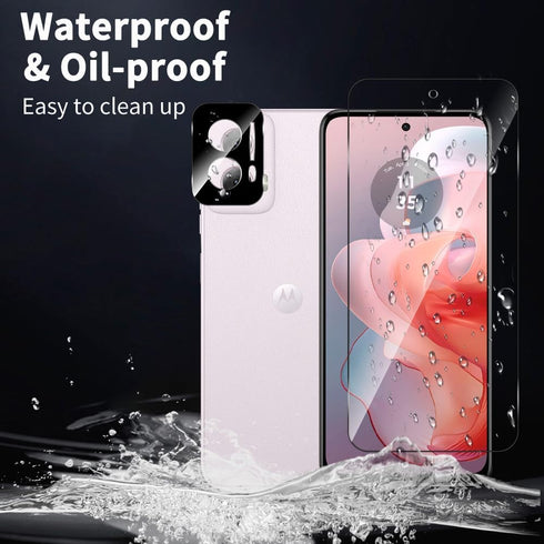 2+2 Pack Tempered Glass Screen Protector + Camera Lens Protector for Motorola Moto G Power 5G (2024), Full Coverage 9H