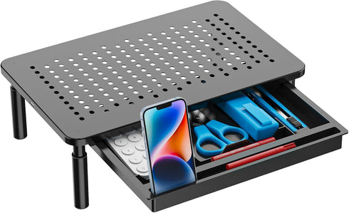 WALI Computer Monitor Stand with Storage, Desk Monitor Riser 3 Height Adjustable,