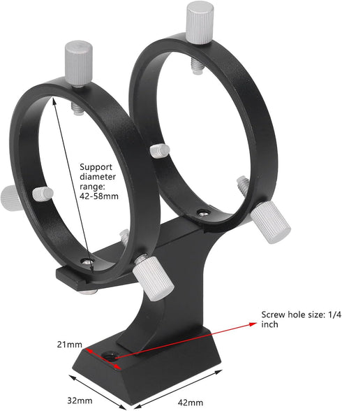 1/4 Inch Telescope Finder Scope Mount, Adjustable Bracket with Fixing Ring and Screw for Astronomical Telescopes