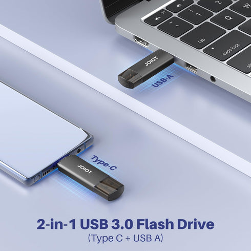 JOIOT 128GB 3.0 2-in-1 15 USB C Flash Drive Dual USB Flash Drive Type C + USB A Portable Type-C Flash Drive USB-C Thumb