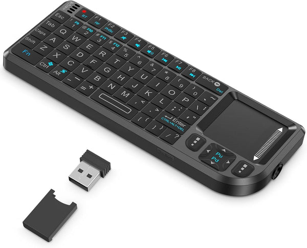Burhoo Mini Keyboard with Touchpad, Mini Bluetooth Keyboard, 2.4G Ultra-Thin Handheld Wireless Portable,