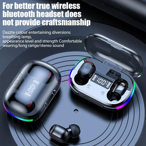 BD&M Wireless Earbuds, HiFi Stereo Gaming Earbuds with Digital LED Display, TWS Bluetooth Headphones for Sports, Work,