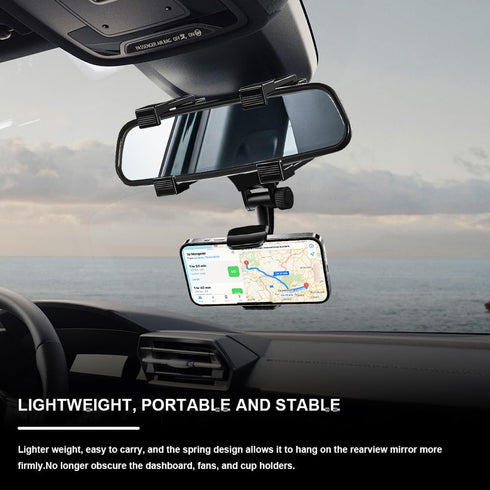 PACLVIO 270 11 12 13 14 Rear View Mirror Phone Holder Mount, Car Phone Bracket/Stand with Swivel and Adjustable Clips