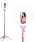 UBeesize 12'' Selfie Ring Light with 62’’ Tripod Stand for Video Recording, Live Streaming, Compatible with Phones, Pink